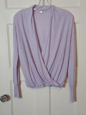 Margaret O'Leary Cross Front Lightweight Sweater In Lavender Size XS